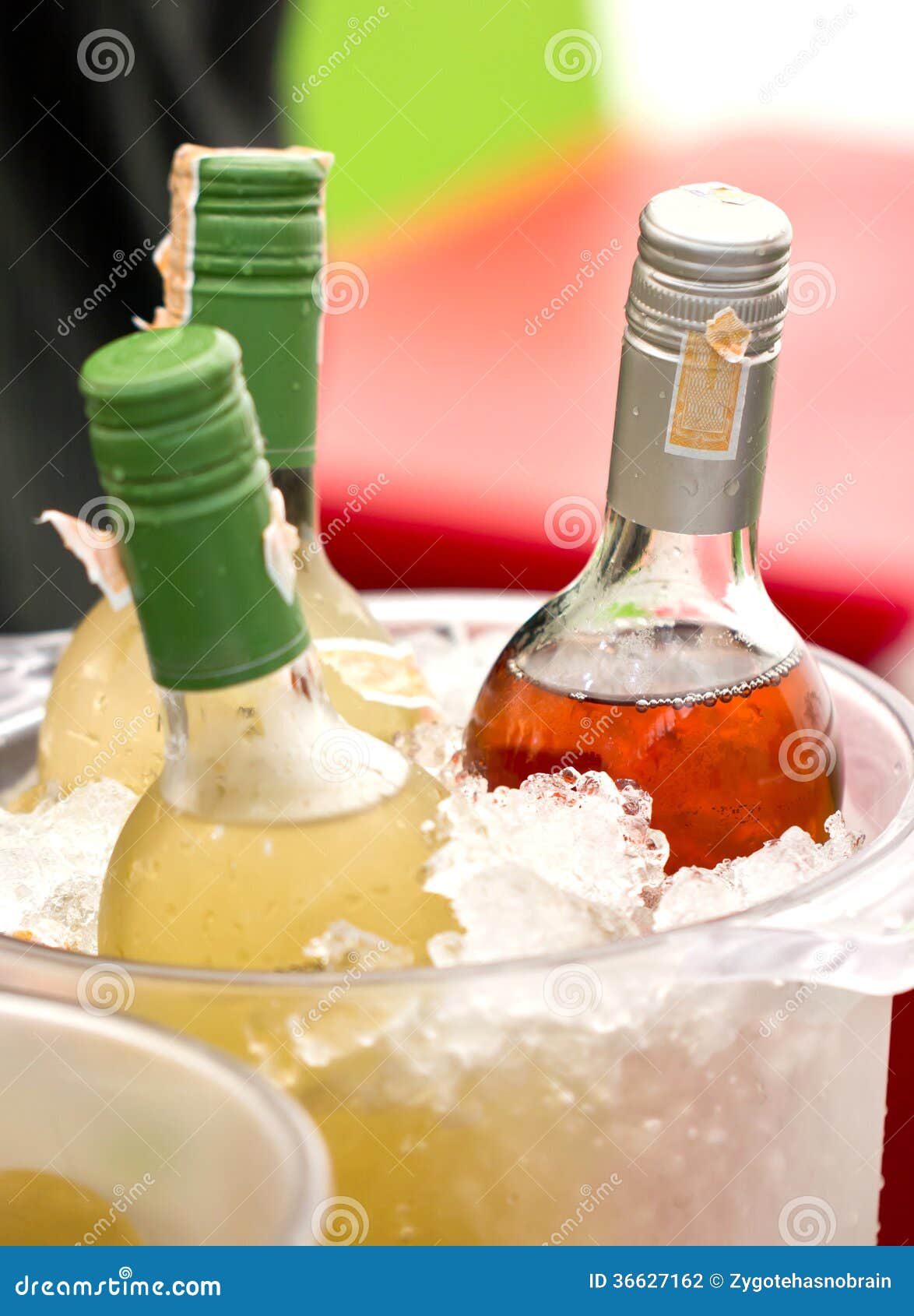 Soft Drink Bottles in Ice Bucket. Stock Photo Image of bucket
