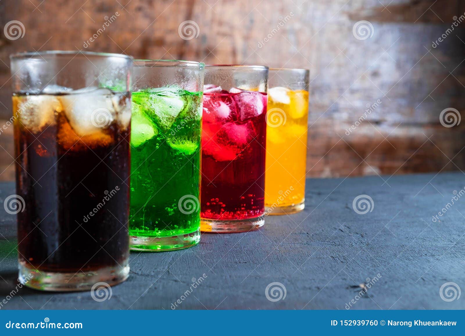 Soft Drinks At Night Restaurant Stock Photo 70861878