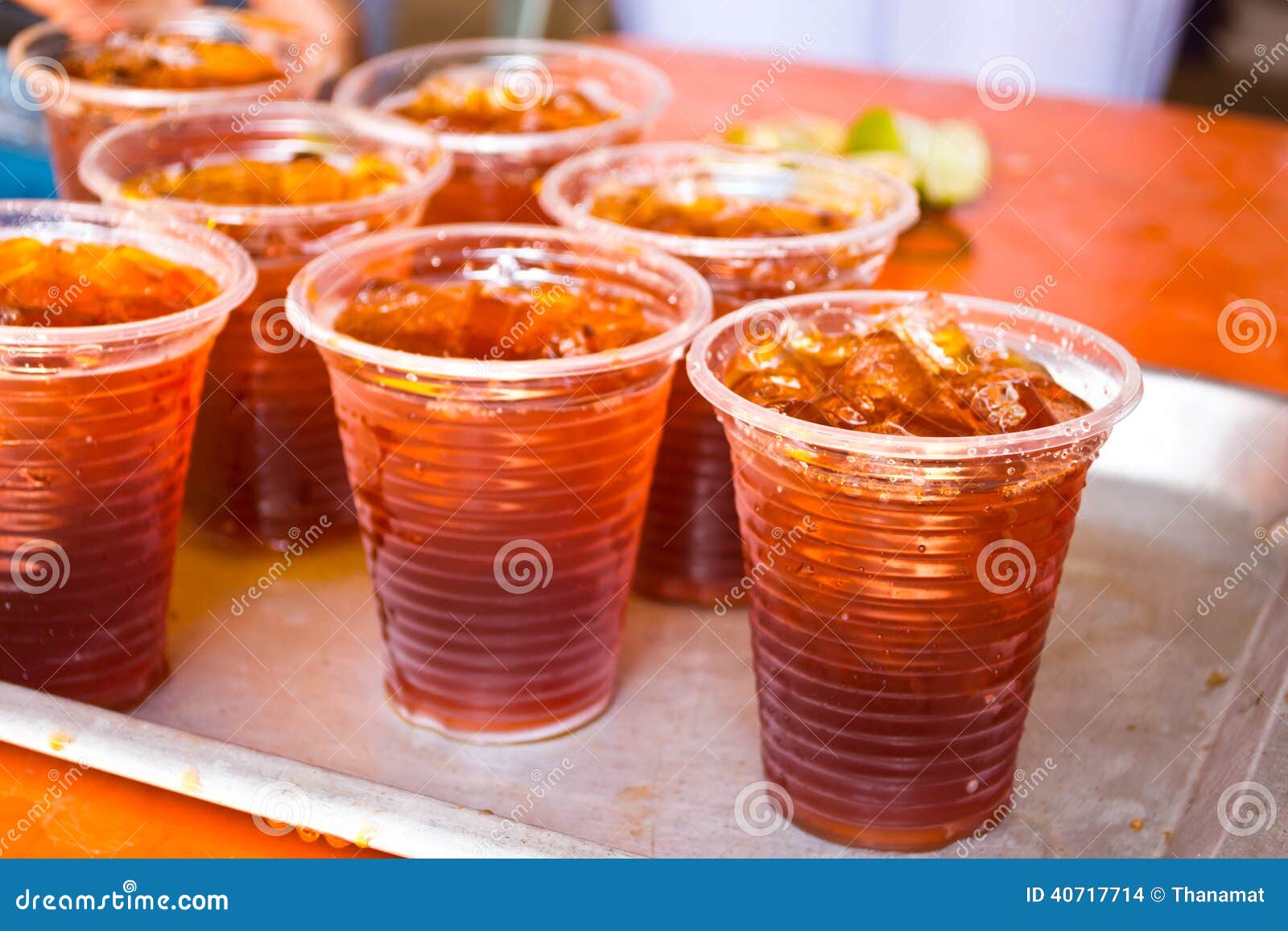 Soft Drinks in Plastic Cups Stock Photo Image of fizz, flow 40717714