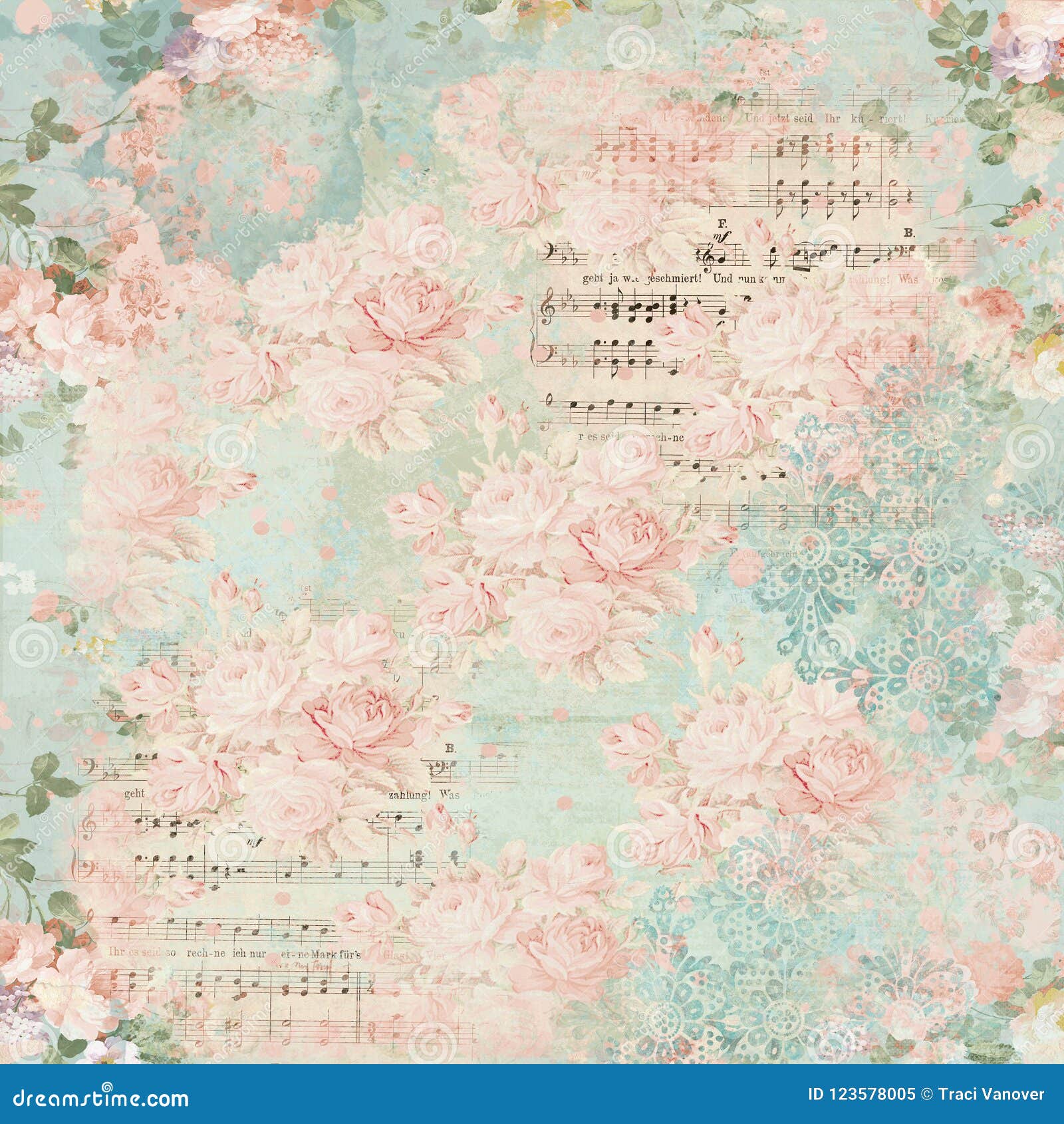 Download Vintage Floral Collage Background - Damask - Cottage Roses ...