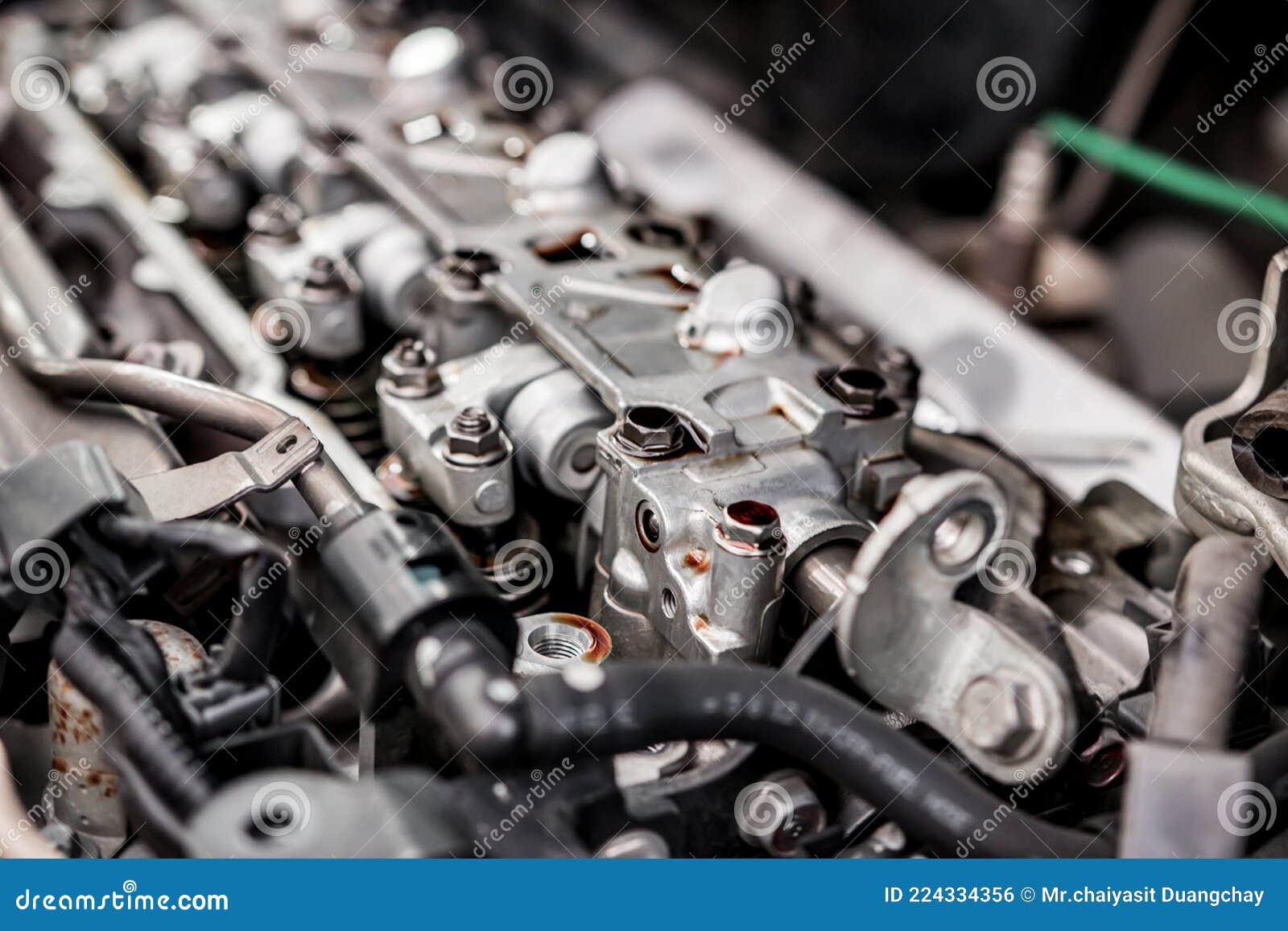 Soft Focus of Automobile Valve System of Car Engine Maintenance Stock