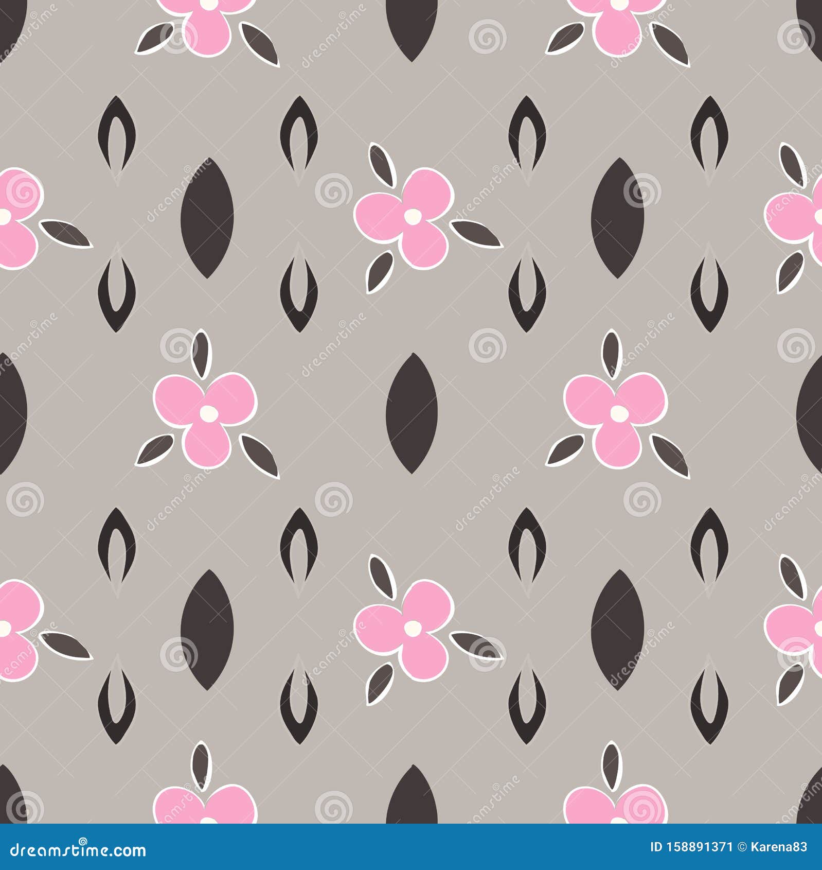 soft greige and pink florall repeat pattern  print