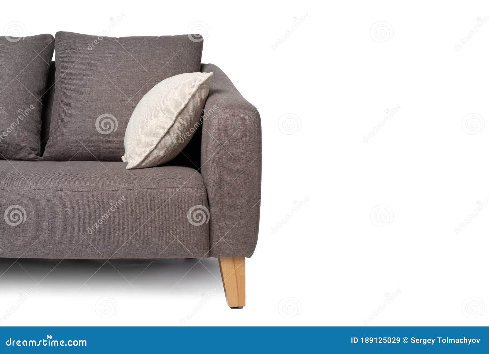 Soft Grey Couch on White Background Close Up Stock Image Image of