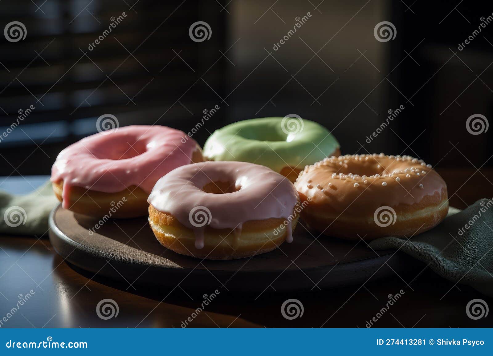 soft hues of the doughnuts in the backery generative ai
