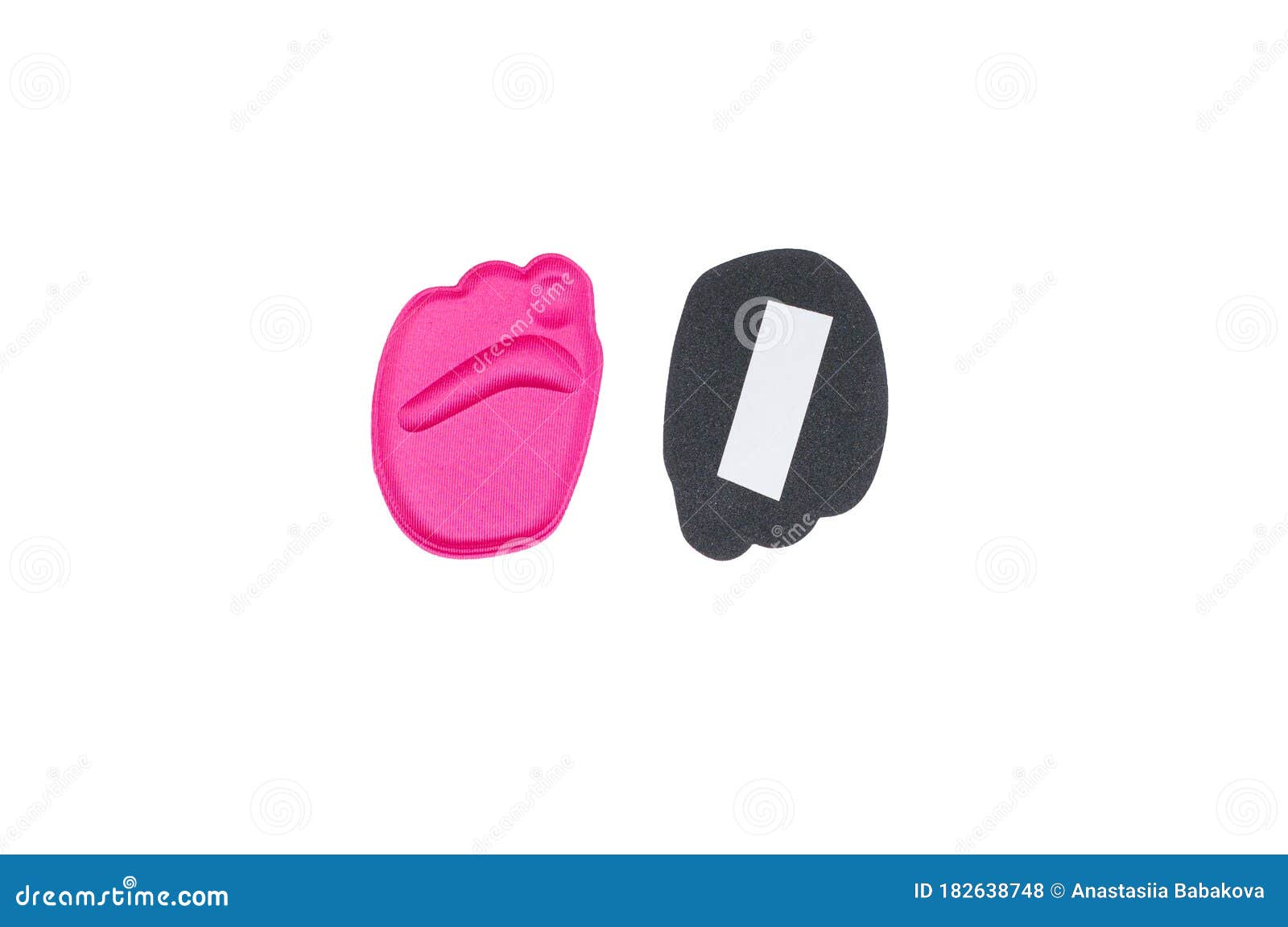 soft orthopedic insert for the forefoot under fingers in shoes  on a white background.