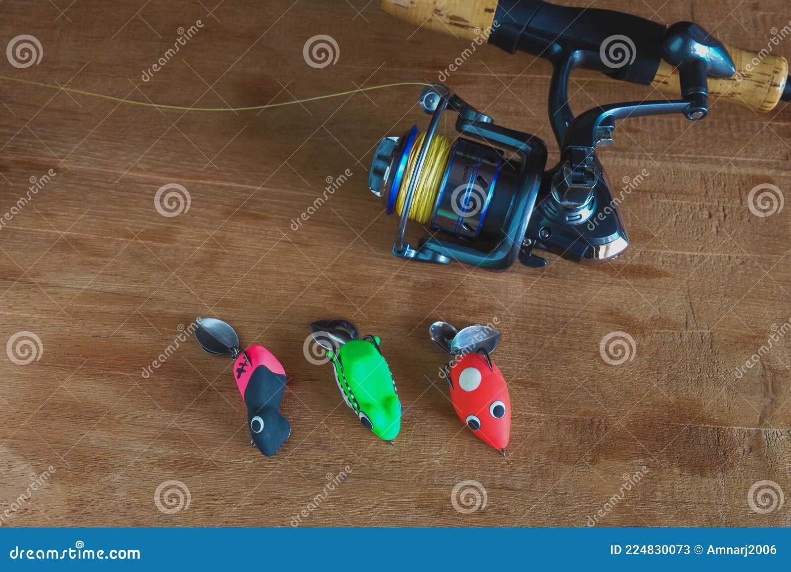 Soft Plastic Frog Lure with Fiishing Spinning Stock Image - Image of fishing,  object: 224830073