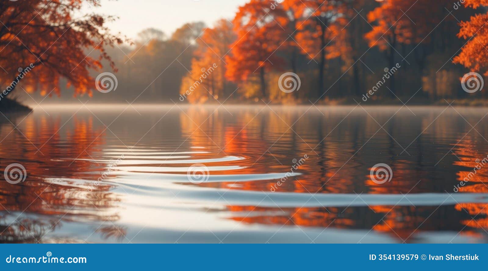 soft ripples create a serene atmosphere on the calm lake surface during autumn