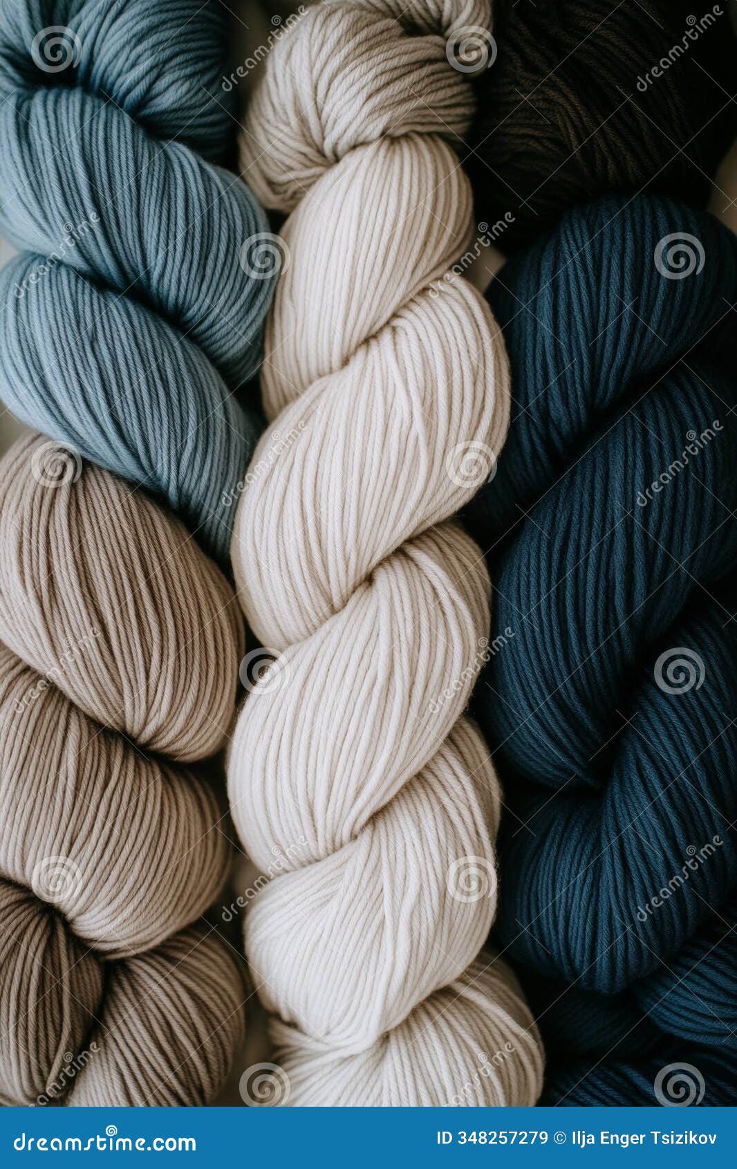 soft texture yarn skeins, knitting wool. organic yarn colors trending concept. creative craft hobby.