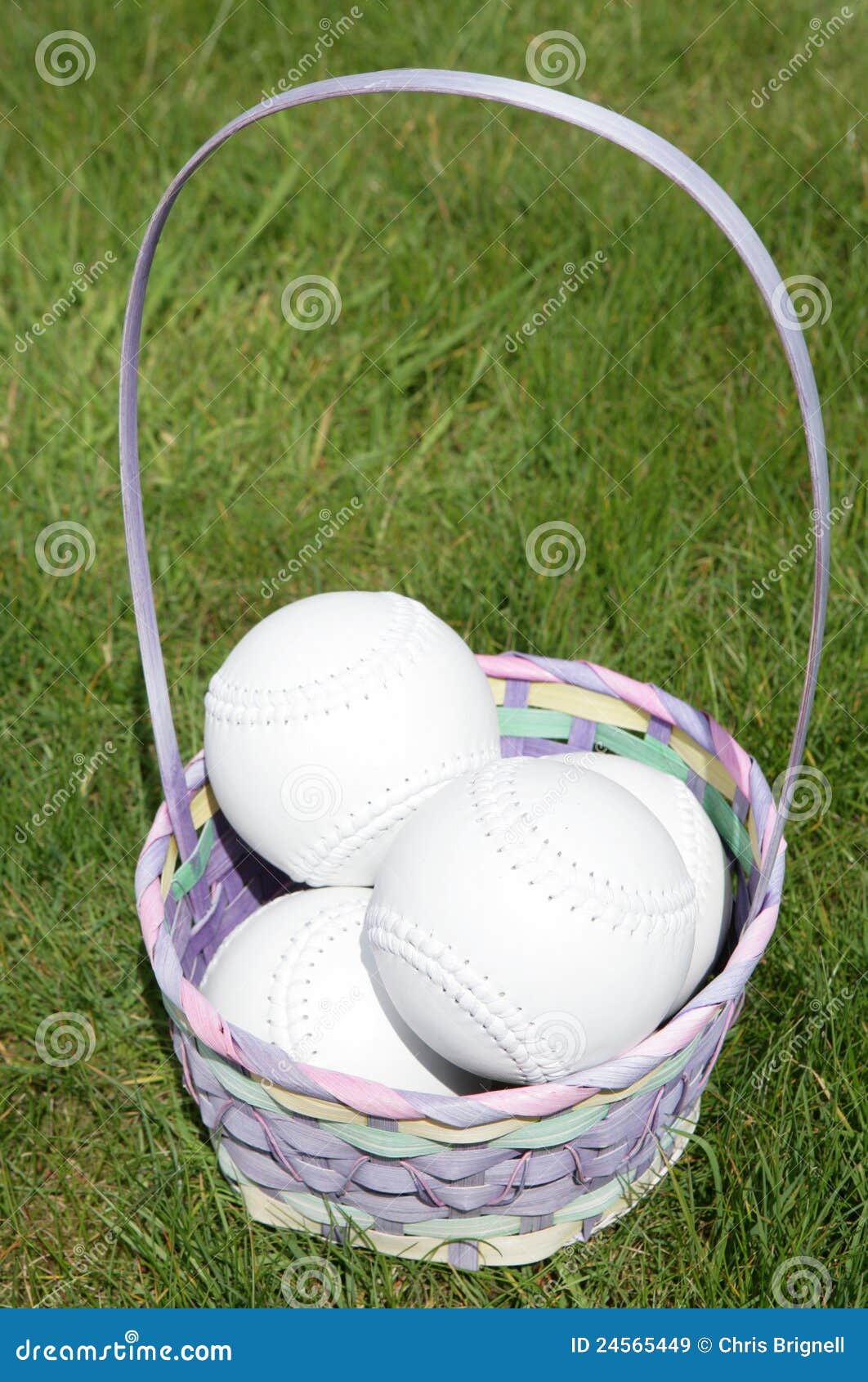 Softball Balls in a Easter Basket Stock Image Image of equipment