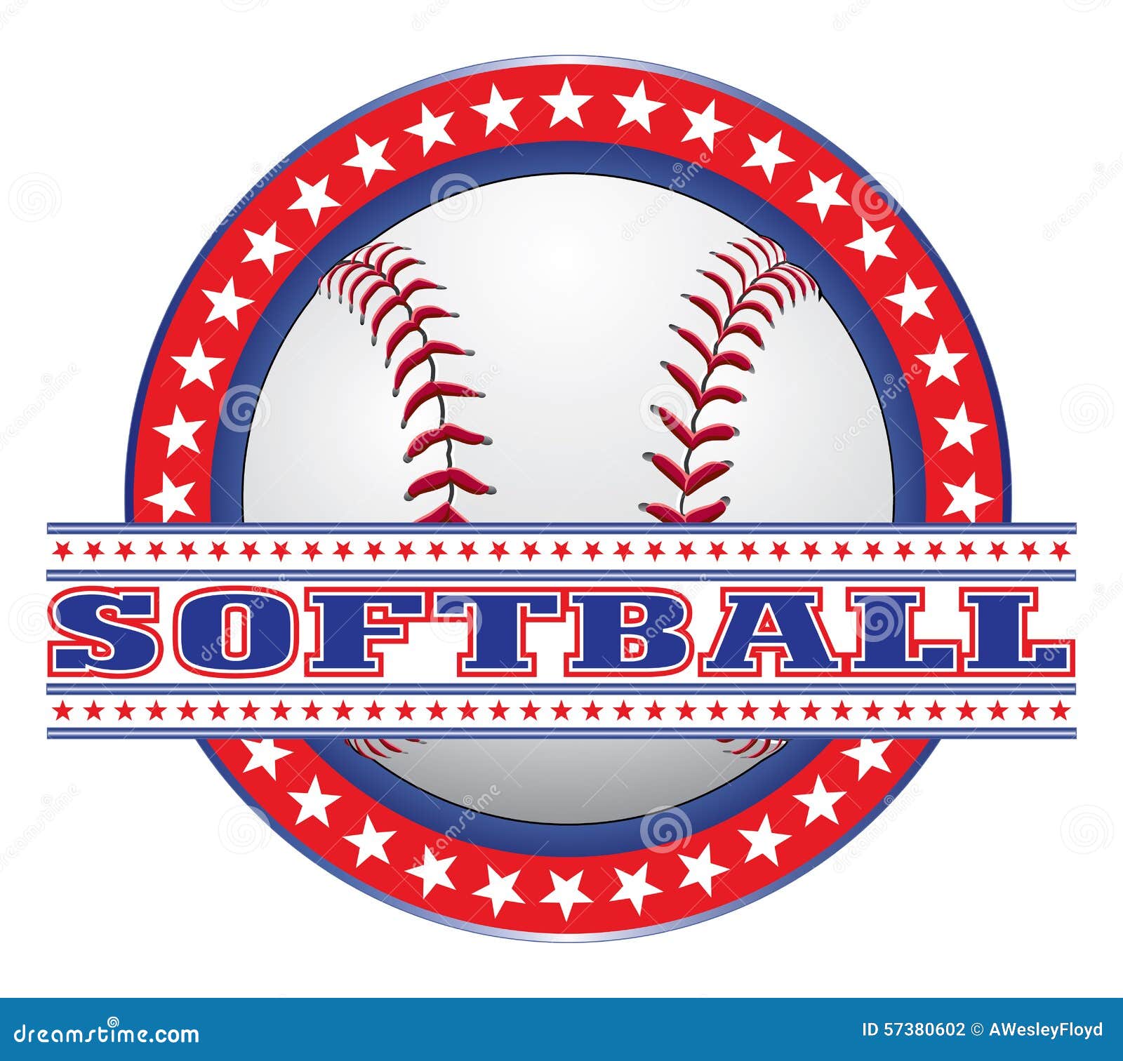 Softball Design Red White And Blue Vector Illustration