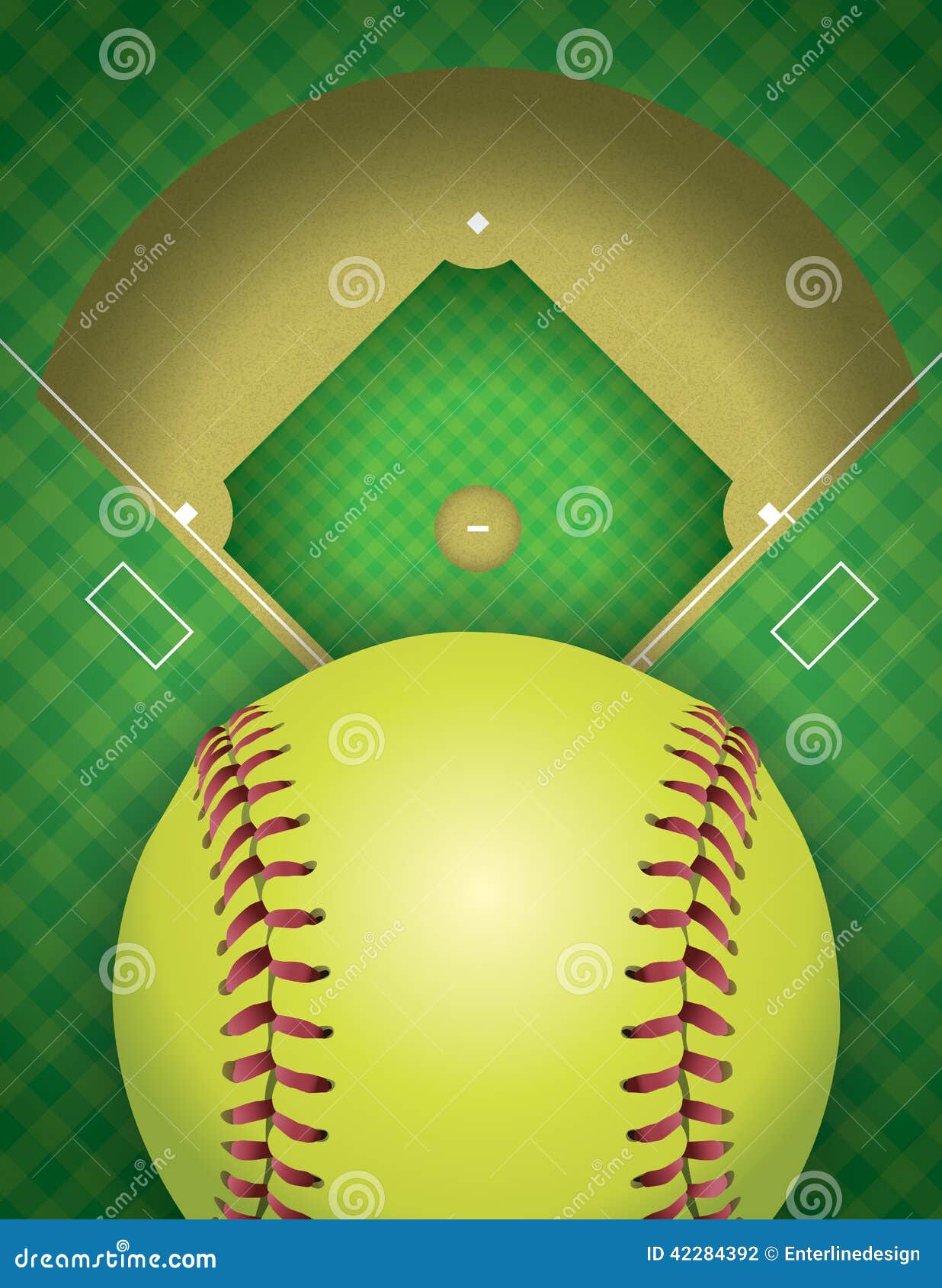Softball Field And Ball Background Illustration Stock Vector - Image