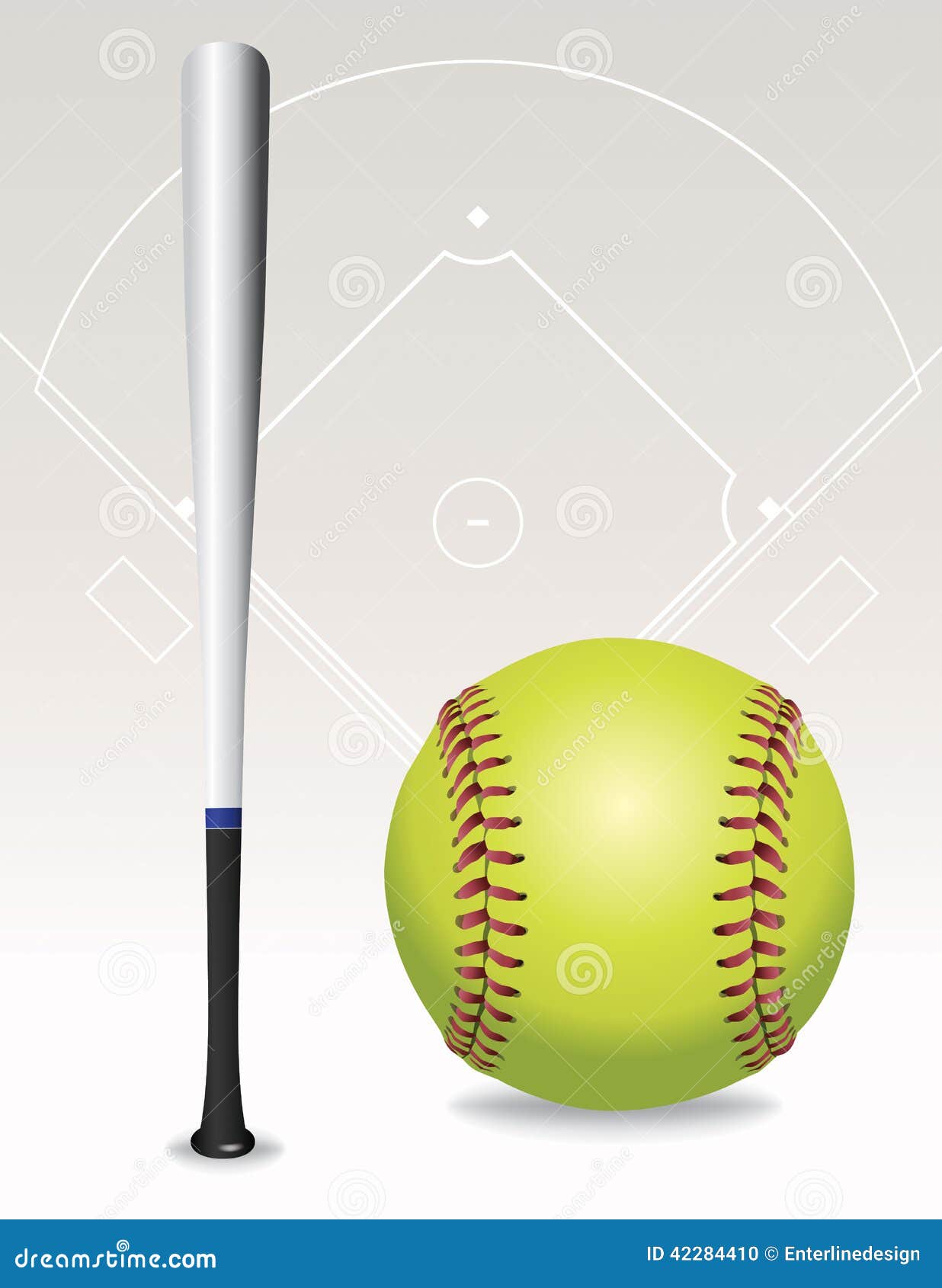 Softball Field, Ball, Bat Illustration Stock Vector Illustration of slow, elements 42284410