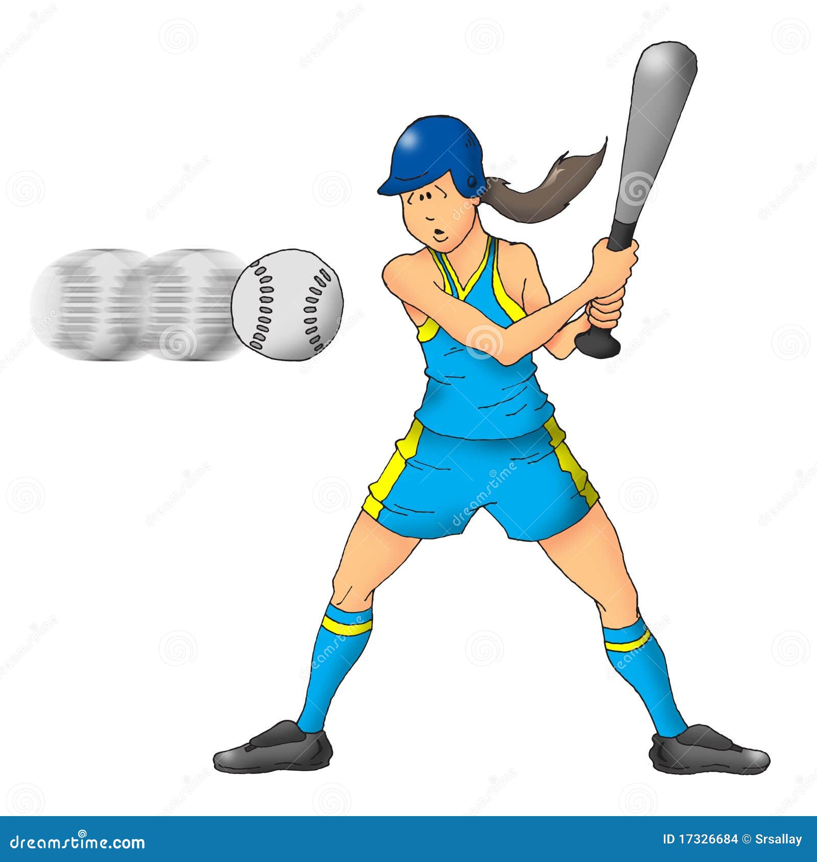 Softball Girl stock illustration. Illustration of batter 17326684