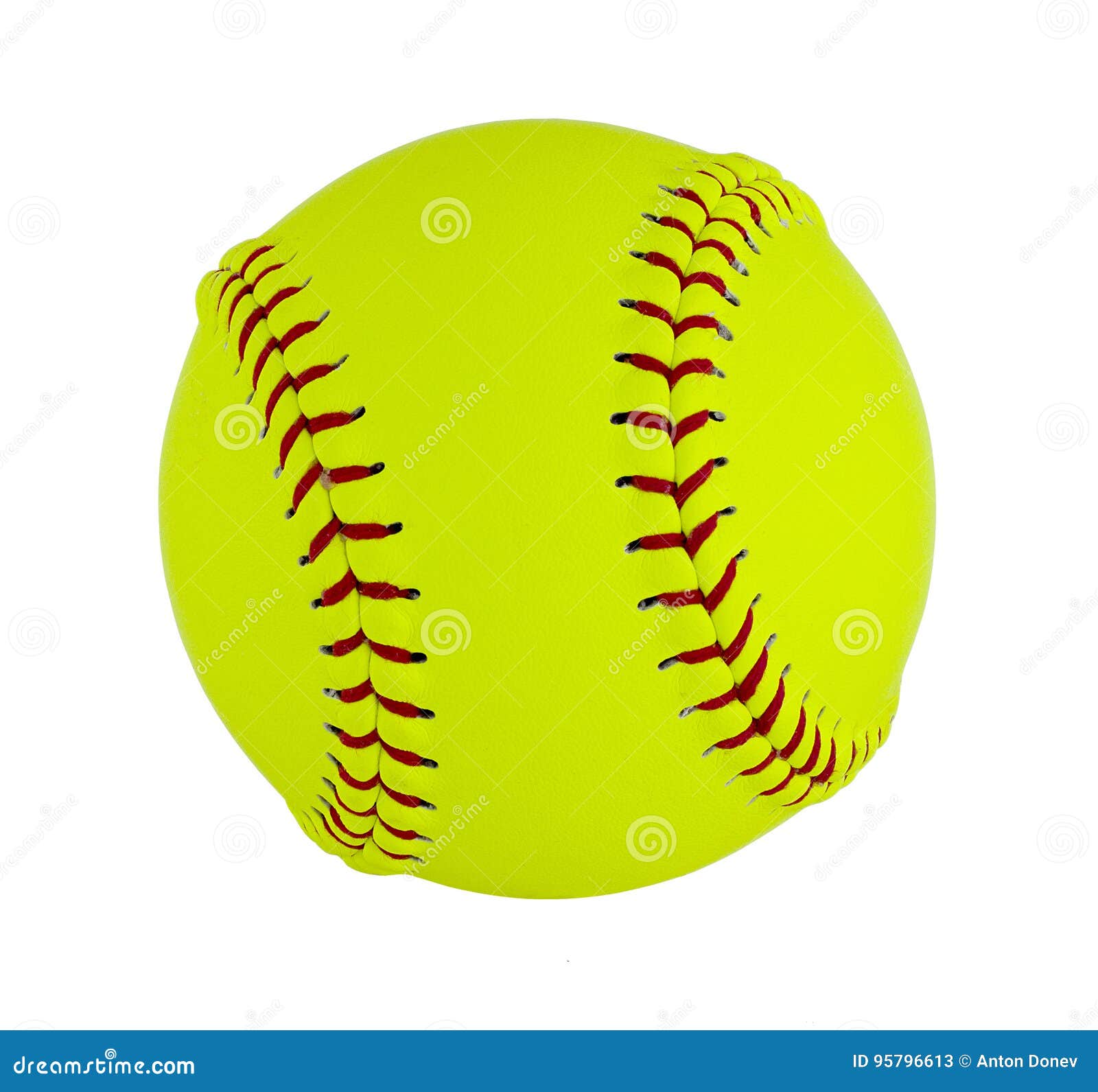 Softball Isolated White Background Details Skin Seams Noticeable Clipping Path Included 95796613 