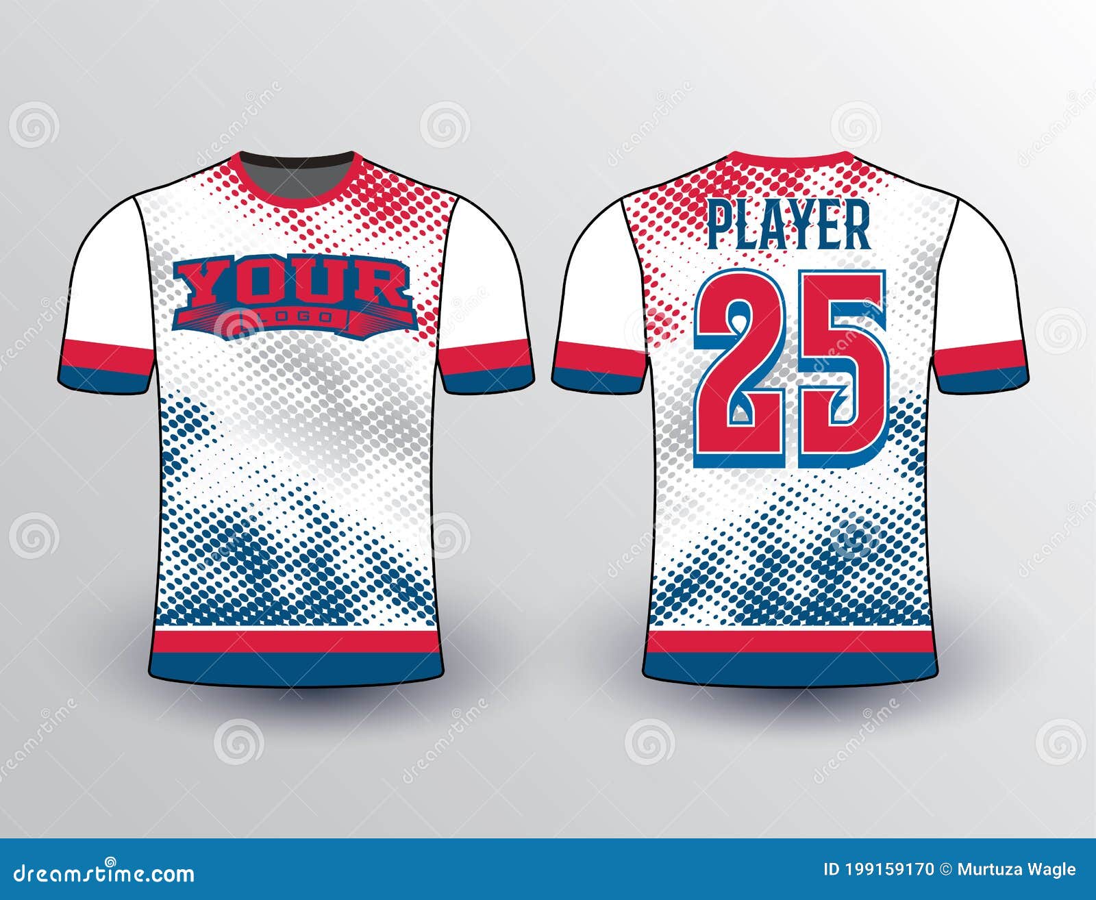 Red Blue Color Halftone Look All Sports Jersey Mockup Stock Vector ...