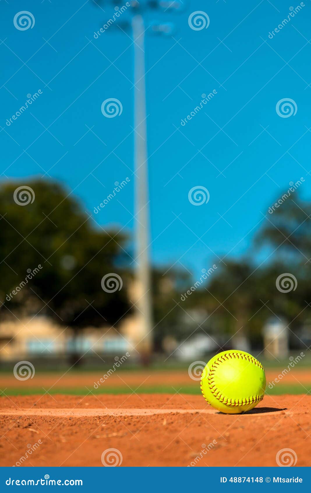 softball on pitchers mound