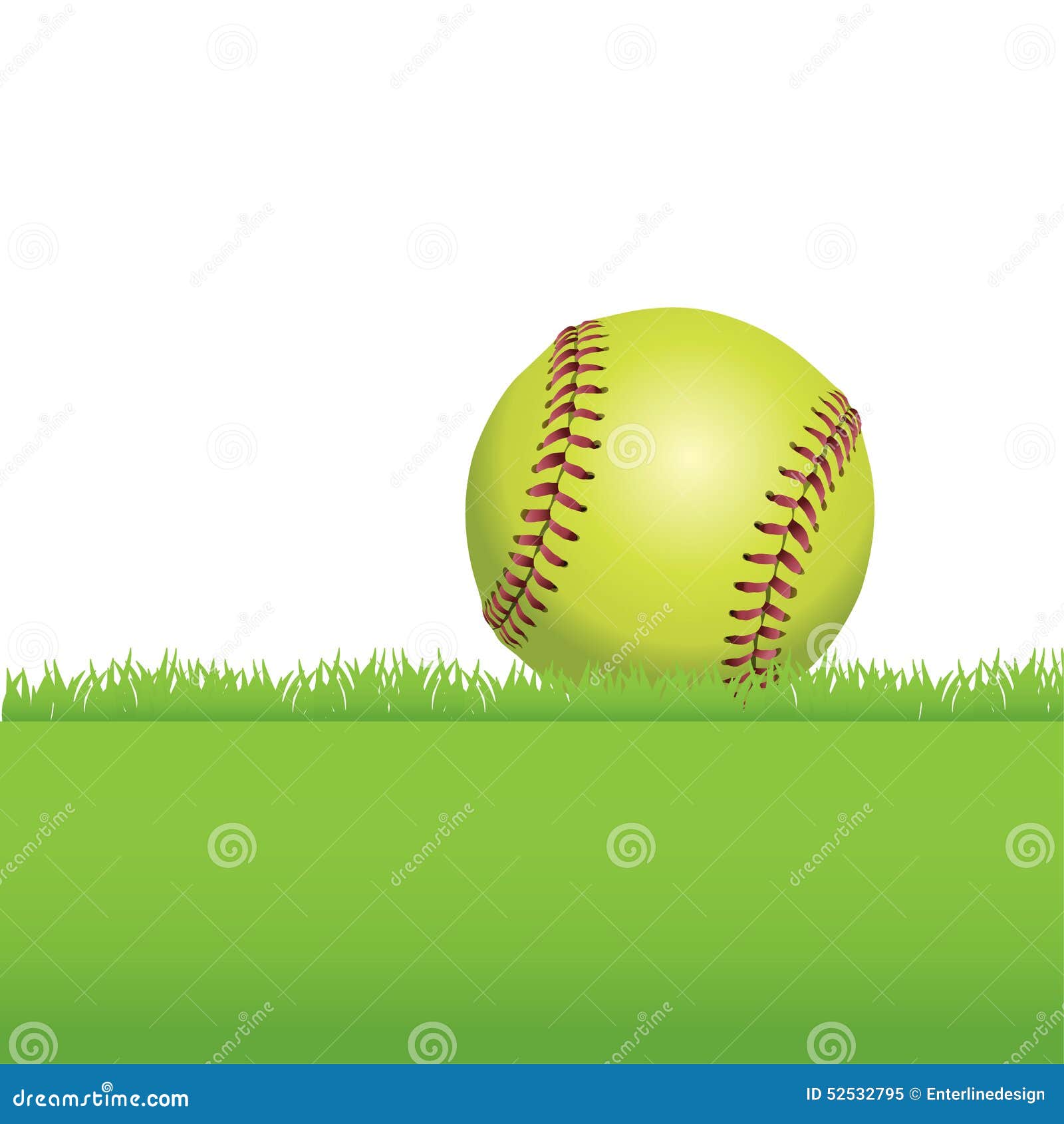 A Softball Sitting on Grass Illustration Stock Vector Illustration of tournament, grass 52532795