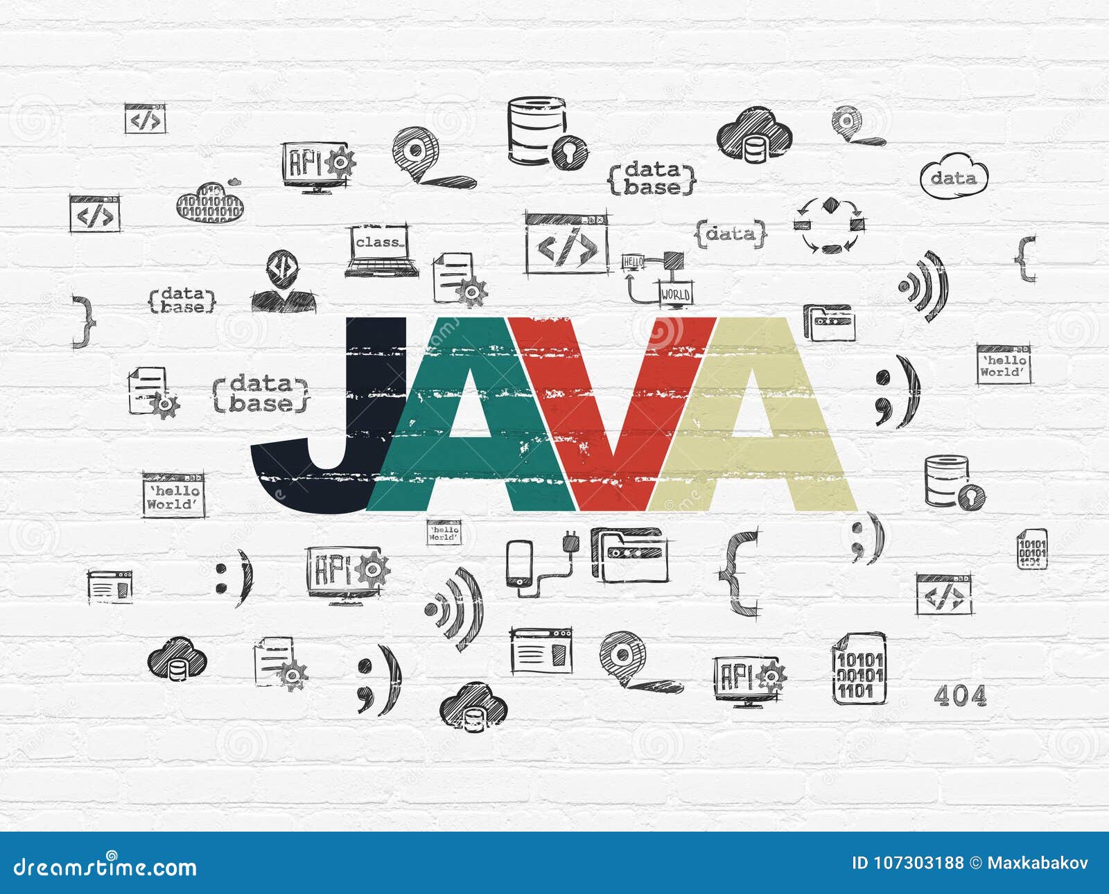 Software Concept: Java on Wall Background Stock Illustration - Illustration  of cloud, background: 107303188