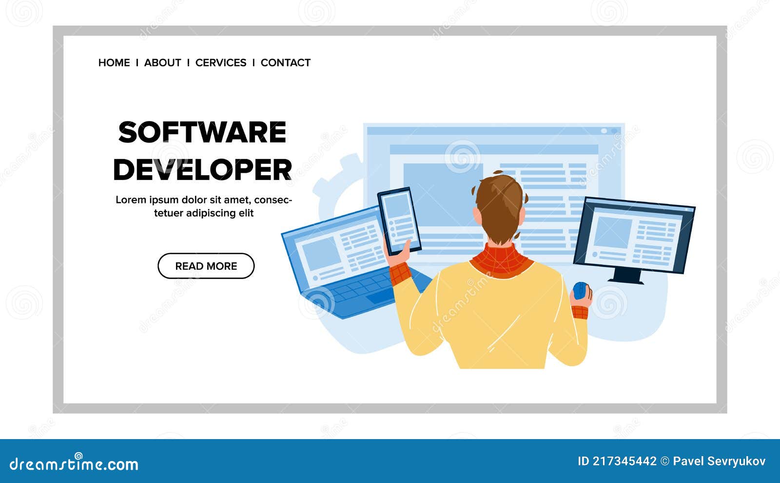 Software Developer Coding Digital Program Vector Stock Vector ...