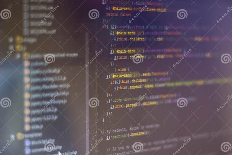 Programming Code Abstract Screen of Software Developer Stock Image ...