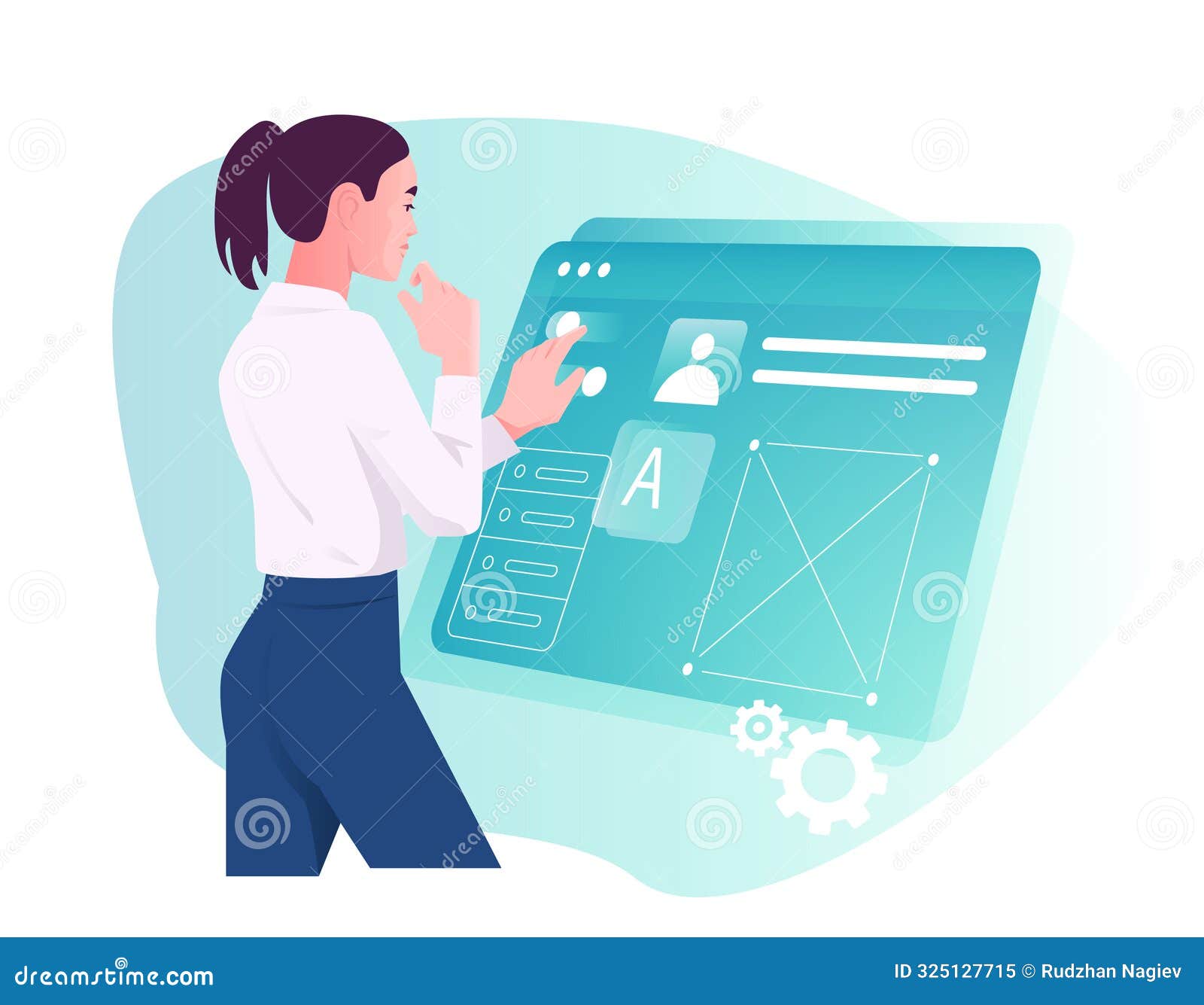 Software Developer. Woman Frontend Developer Creating Website or ...