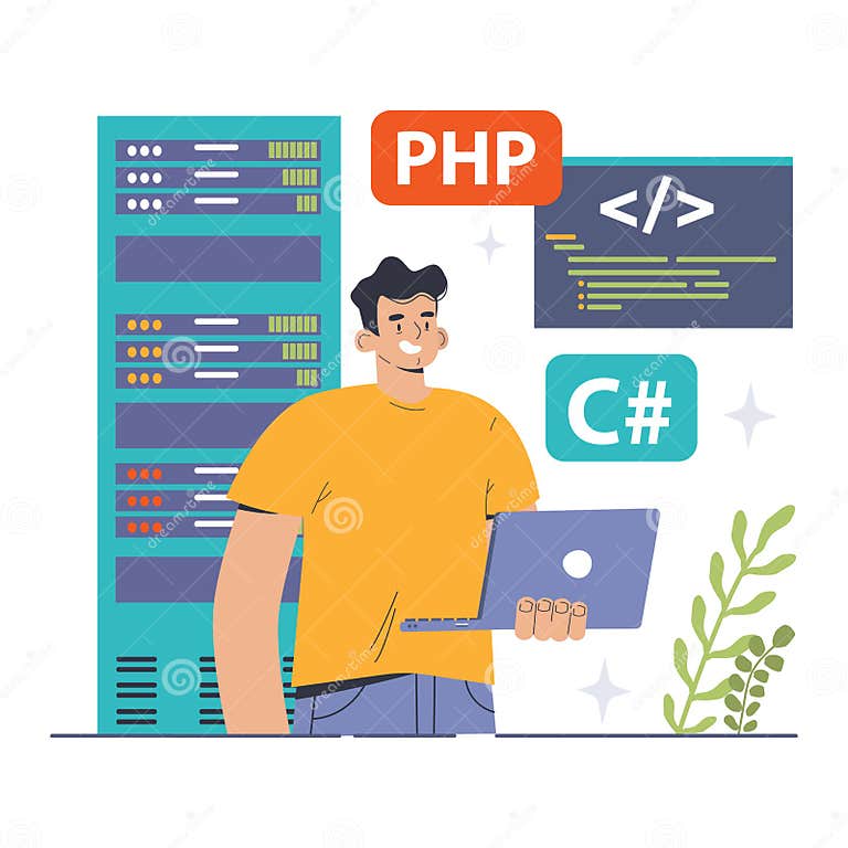 Software Development. Coding, Back-end and Front-end Engineering Stock ...