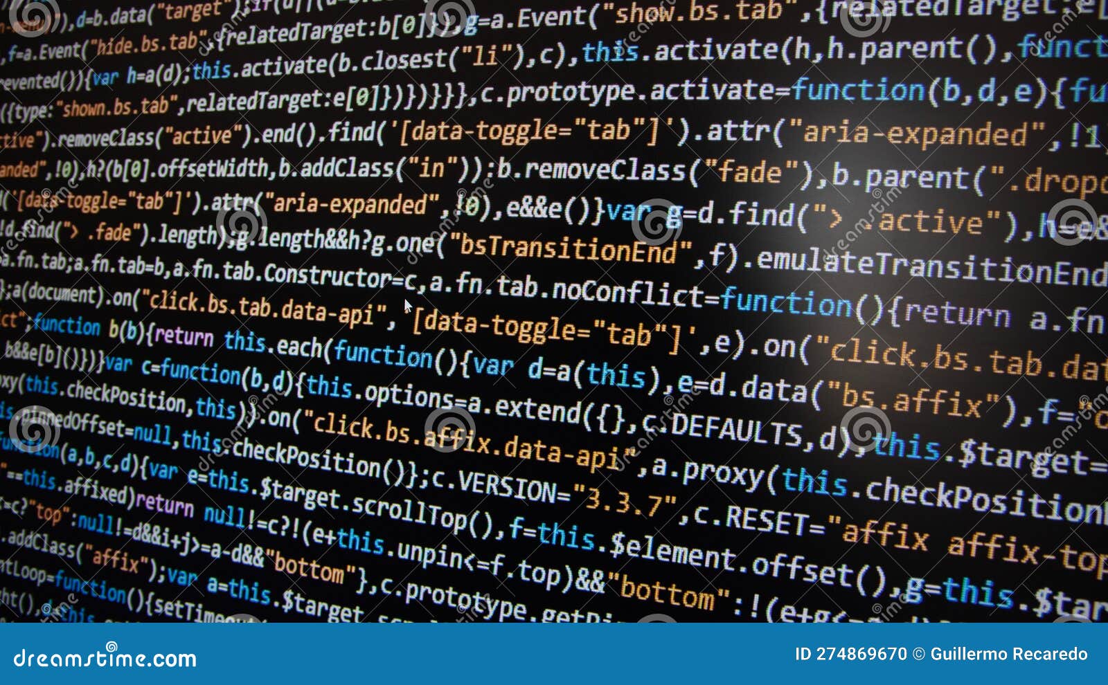Software Development. Programmer Coding on the Computer Monitor. Close ...