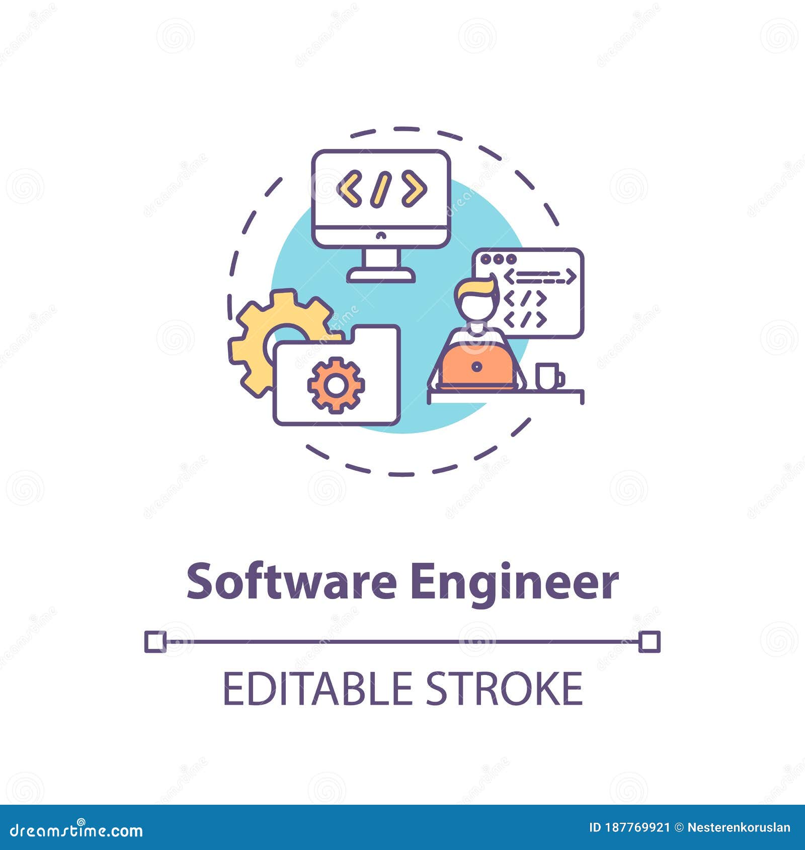 Software Engineer Concept Icon Stock Vector - Illustration of online ...