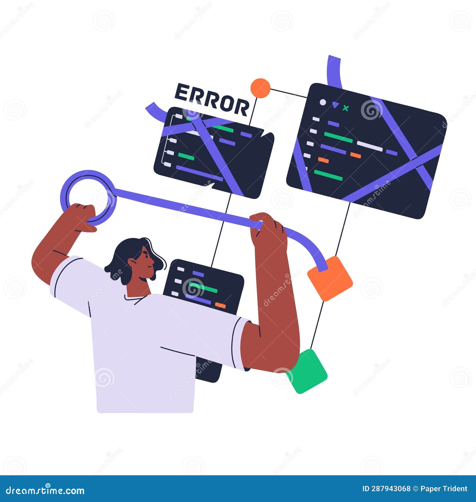 Software Engineer Fix Error in Code, Concept. Coder, Programmer Search ...