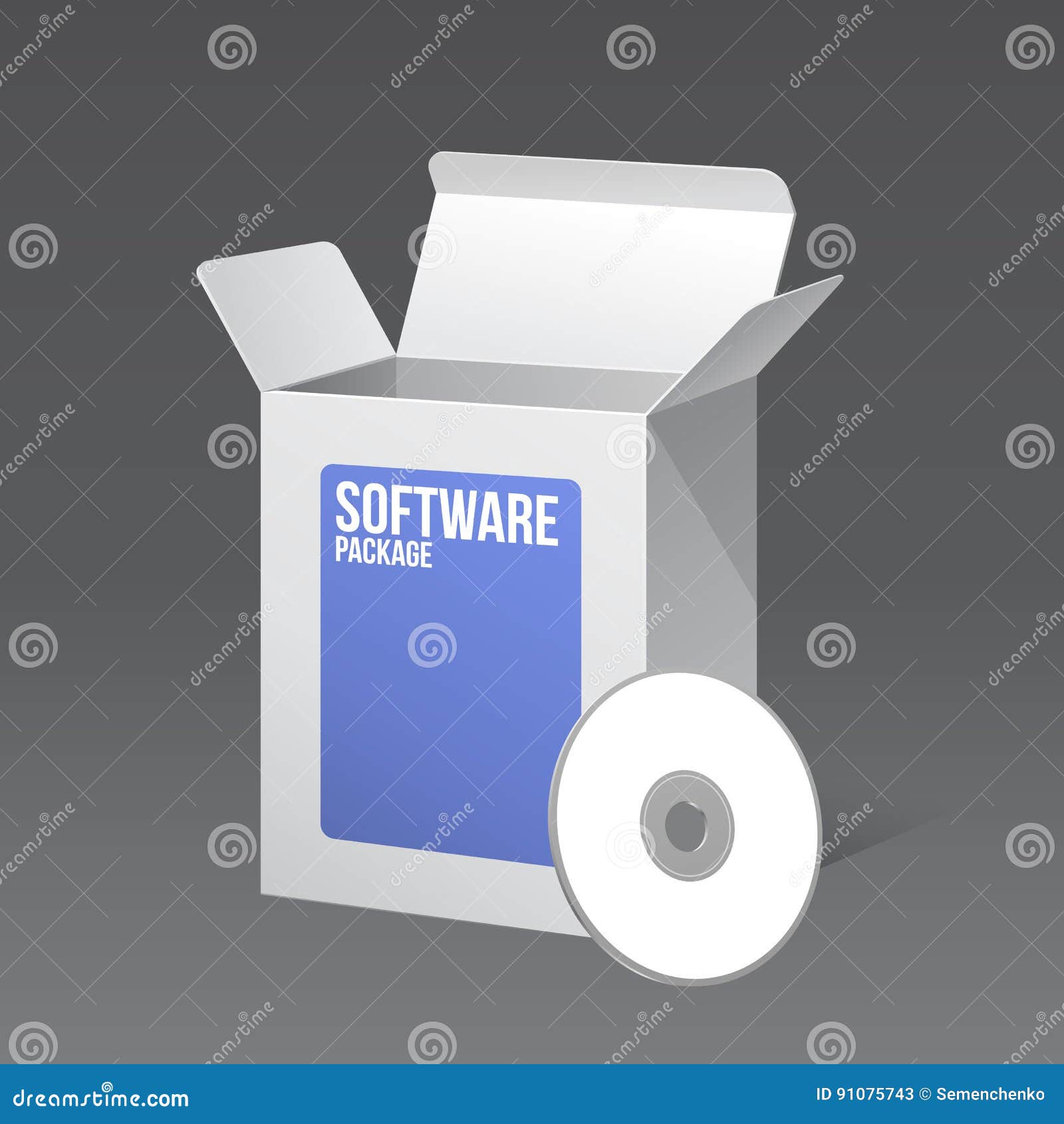Download Software Package Carton Blank Box Opened And Blue With CD ...