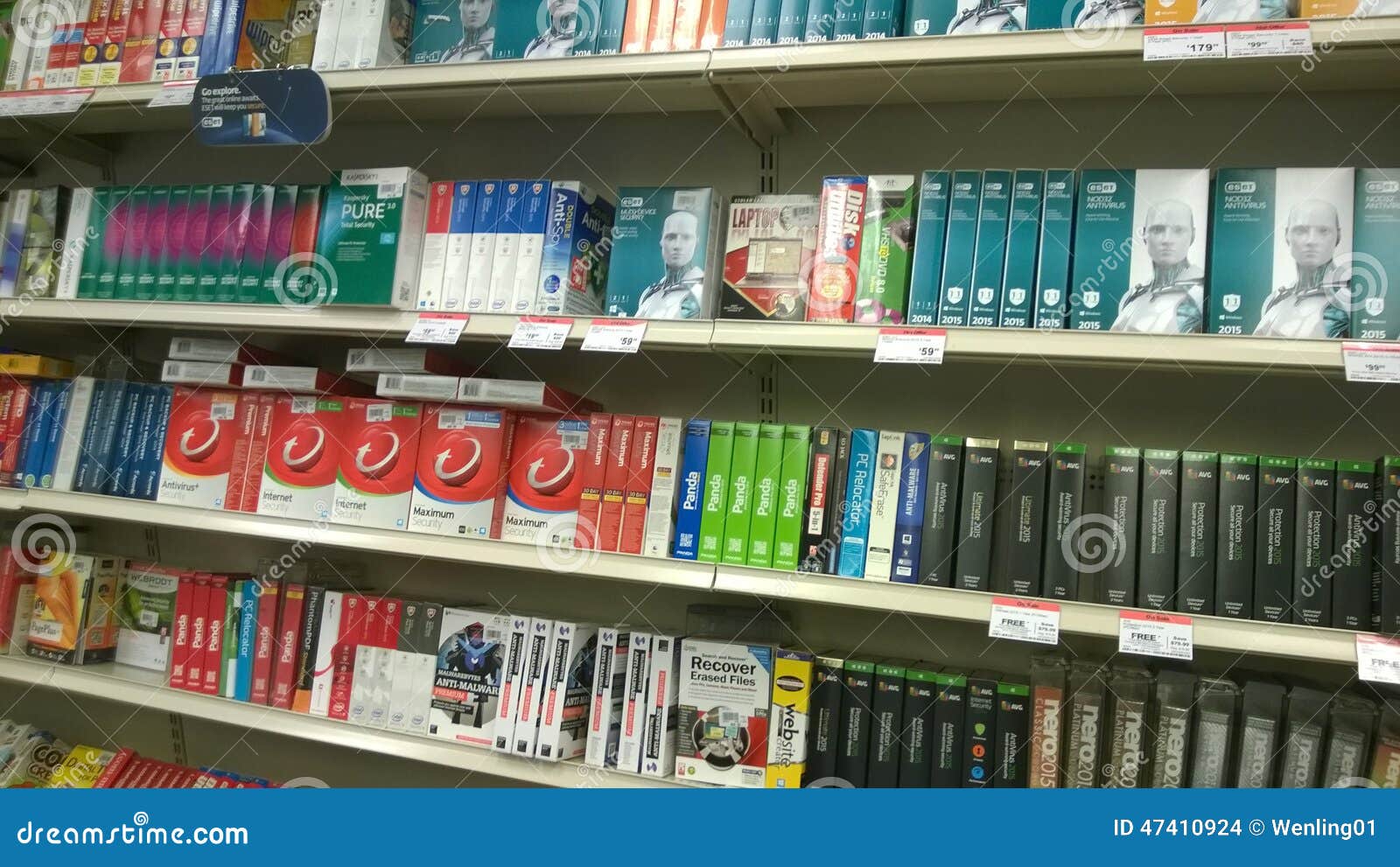 Software on Shelves Selling Editorial Stock Image Image of center