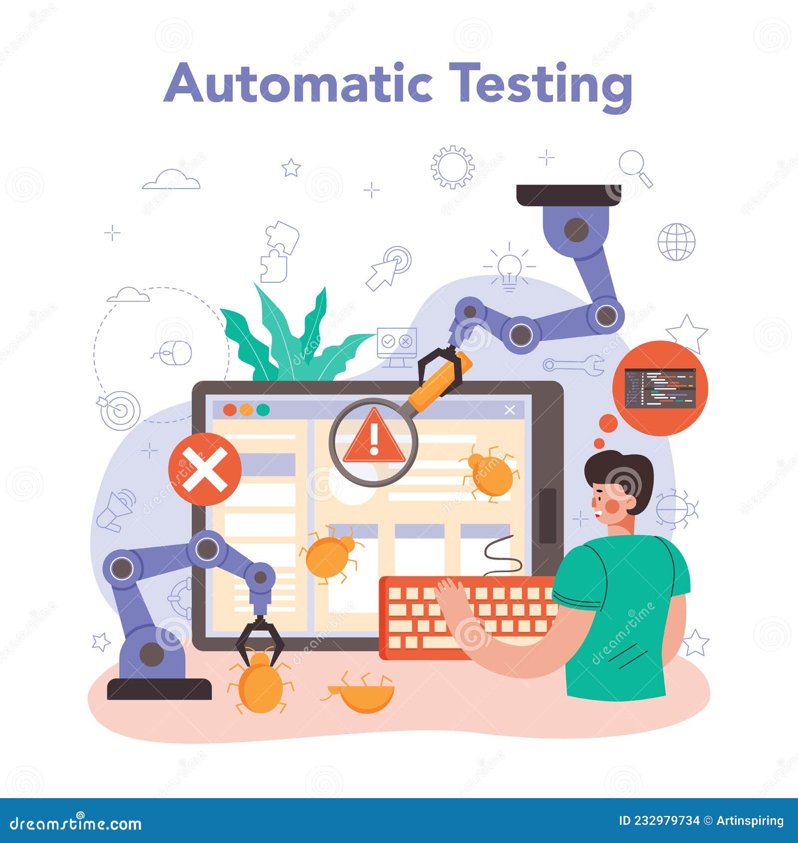 Software Tester. Application or site Code Automatic Testing Stock