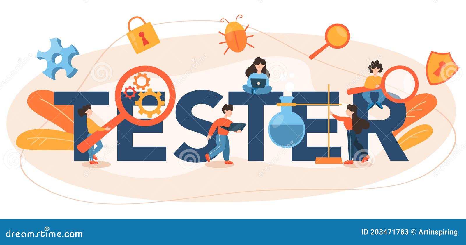 Software Tester Typographic Header. Application or site Code Test