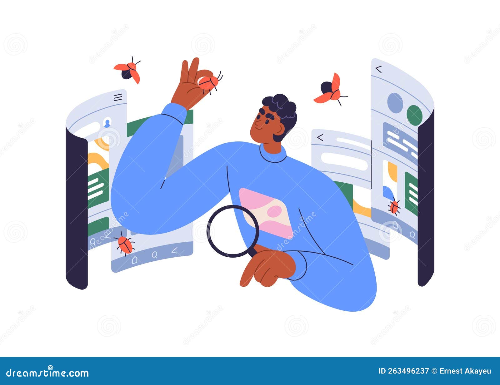 Software Testing, Quality Assurance Concept. Program Tester Checking