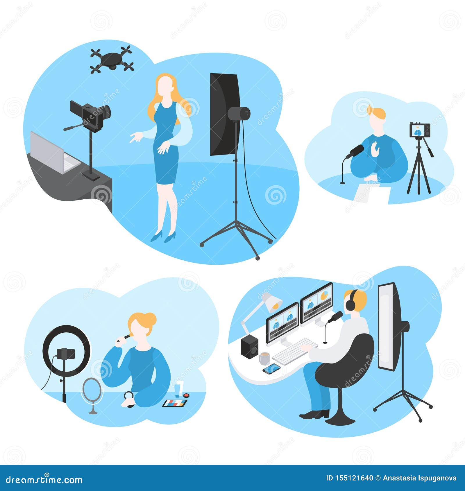 Software for Video Blogger Filming Media Content Stock Vector -  Illustration of person, drone: 155121640