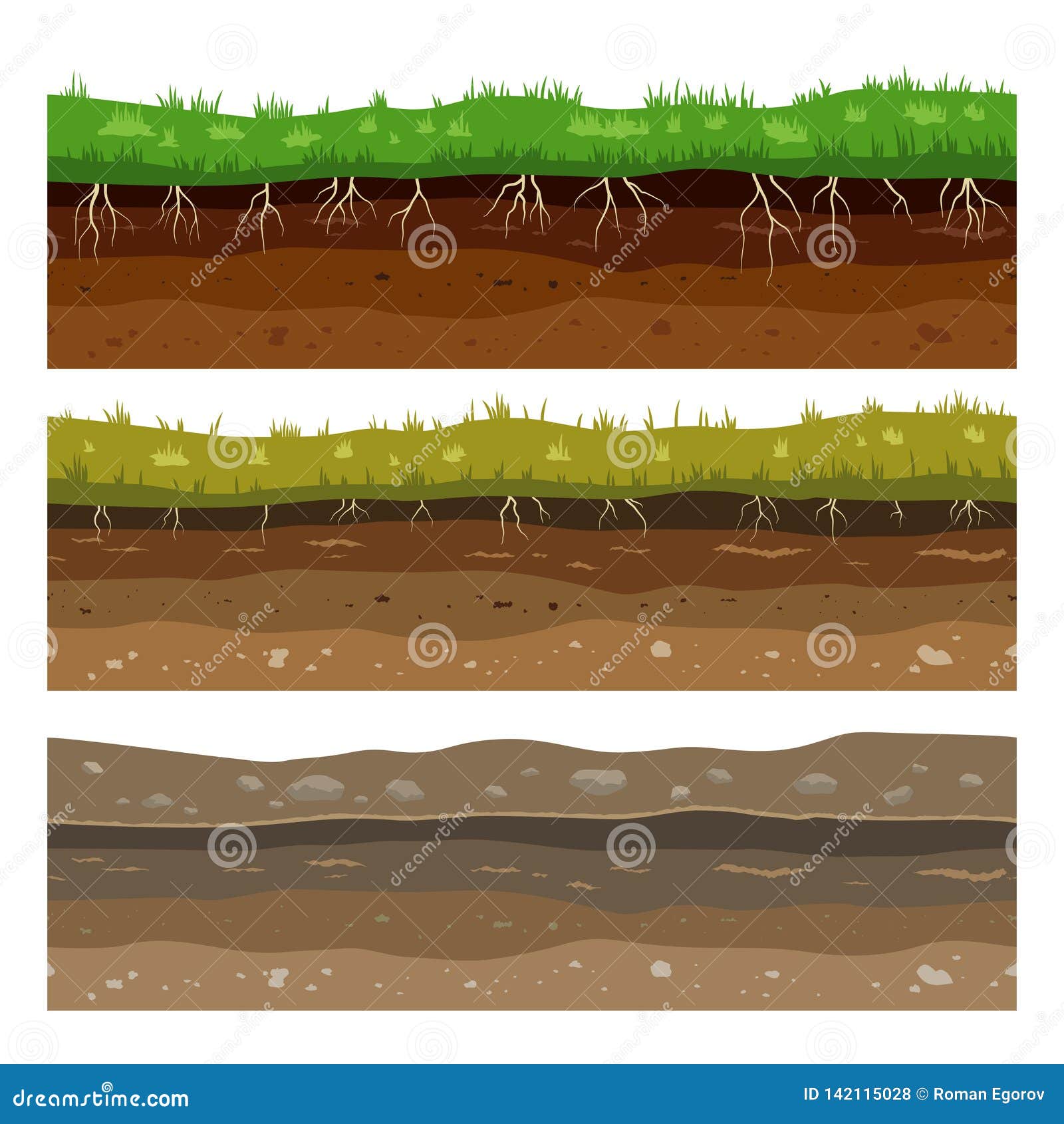 soil ground layers. seamless campo ground dirt clay surface texture with stones and grass. 