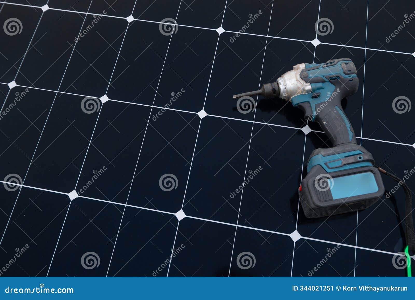 solar cell or solar panel. alternative eco power future background, photovoltaic module with hand screwdriver space for text