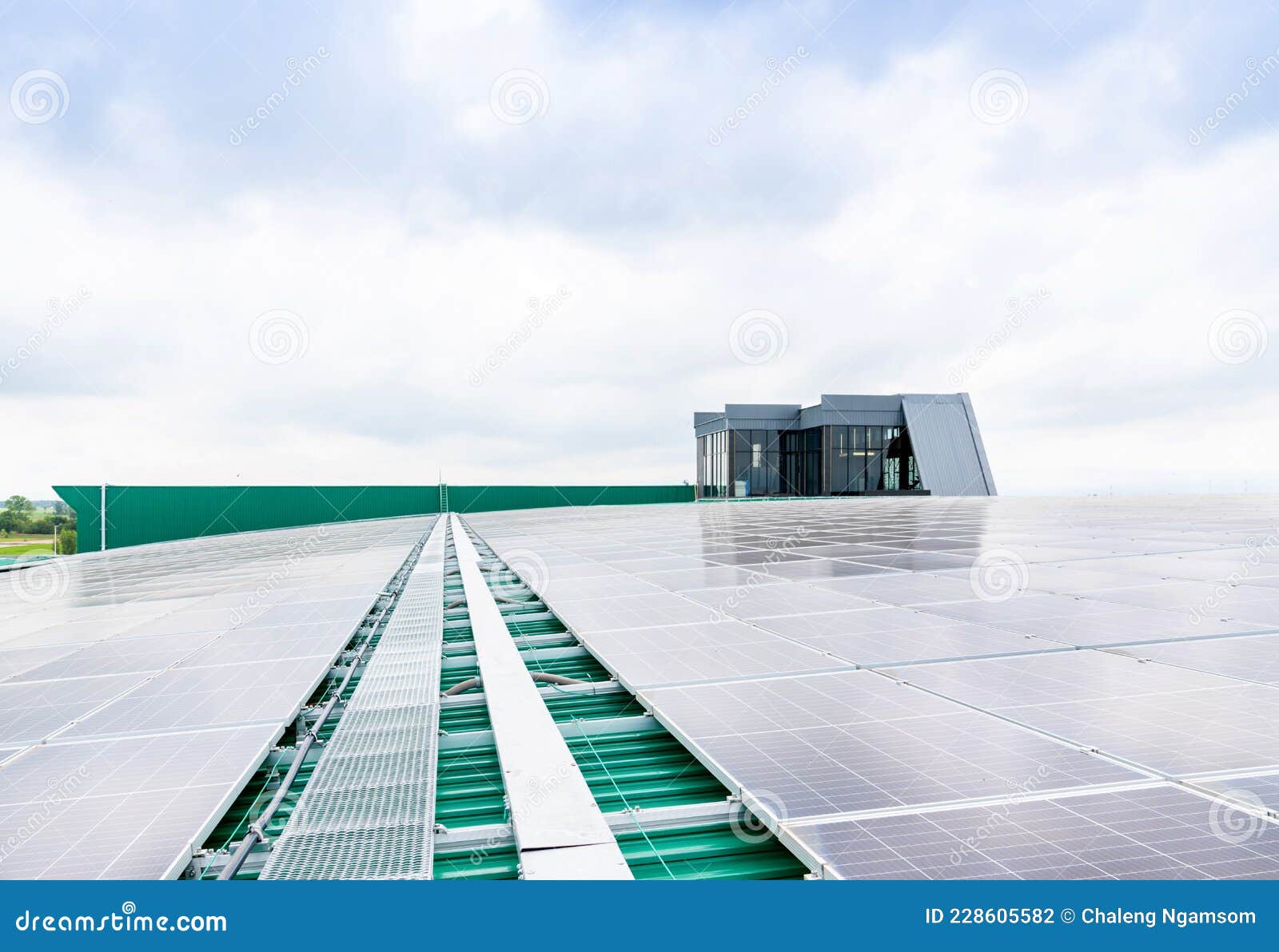 solar cell panel on roof top in factory