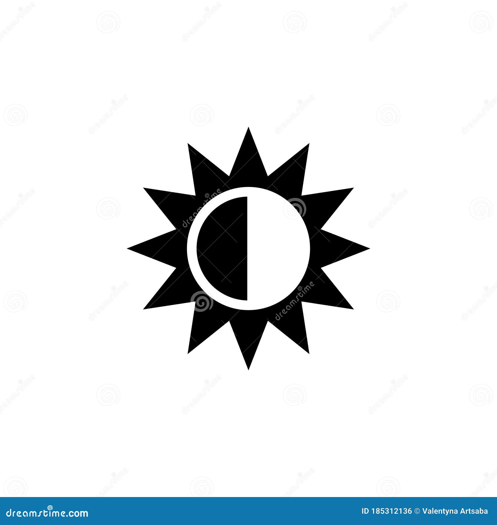 Solar Eclipse, Aligned Sun and Moon. Flat Vector Icon Illustration