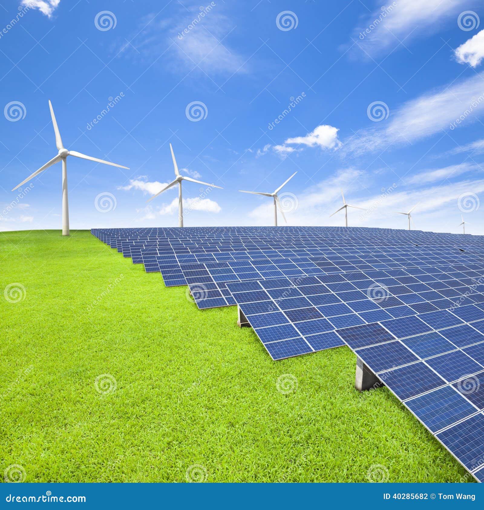 Solar Energy Panels and Wind Turbine Stock Photo Image of ecology