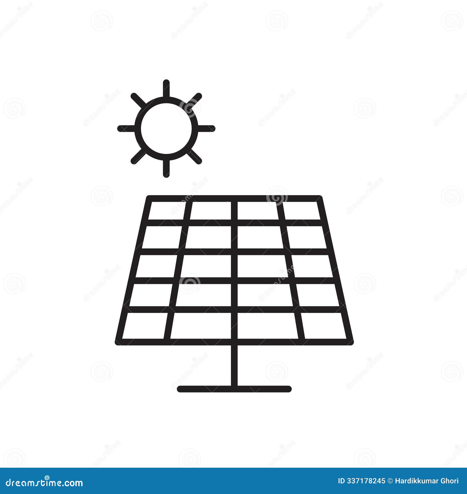 solar energyline in thin line black color. flat simple  s 