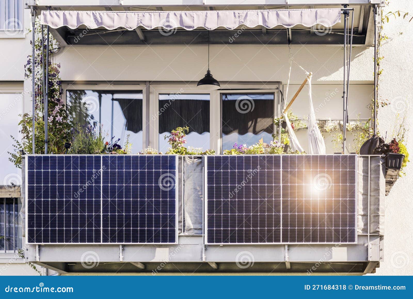 solar panel on balcony of modern apartment building