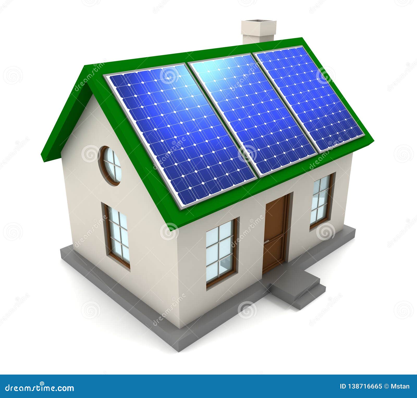 House with Solar Panel Concept 3d Illustration Stock Illustration