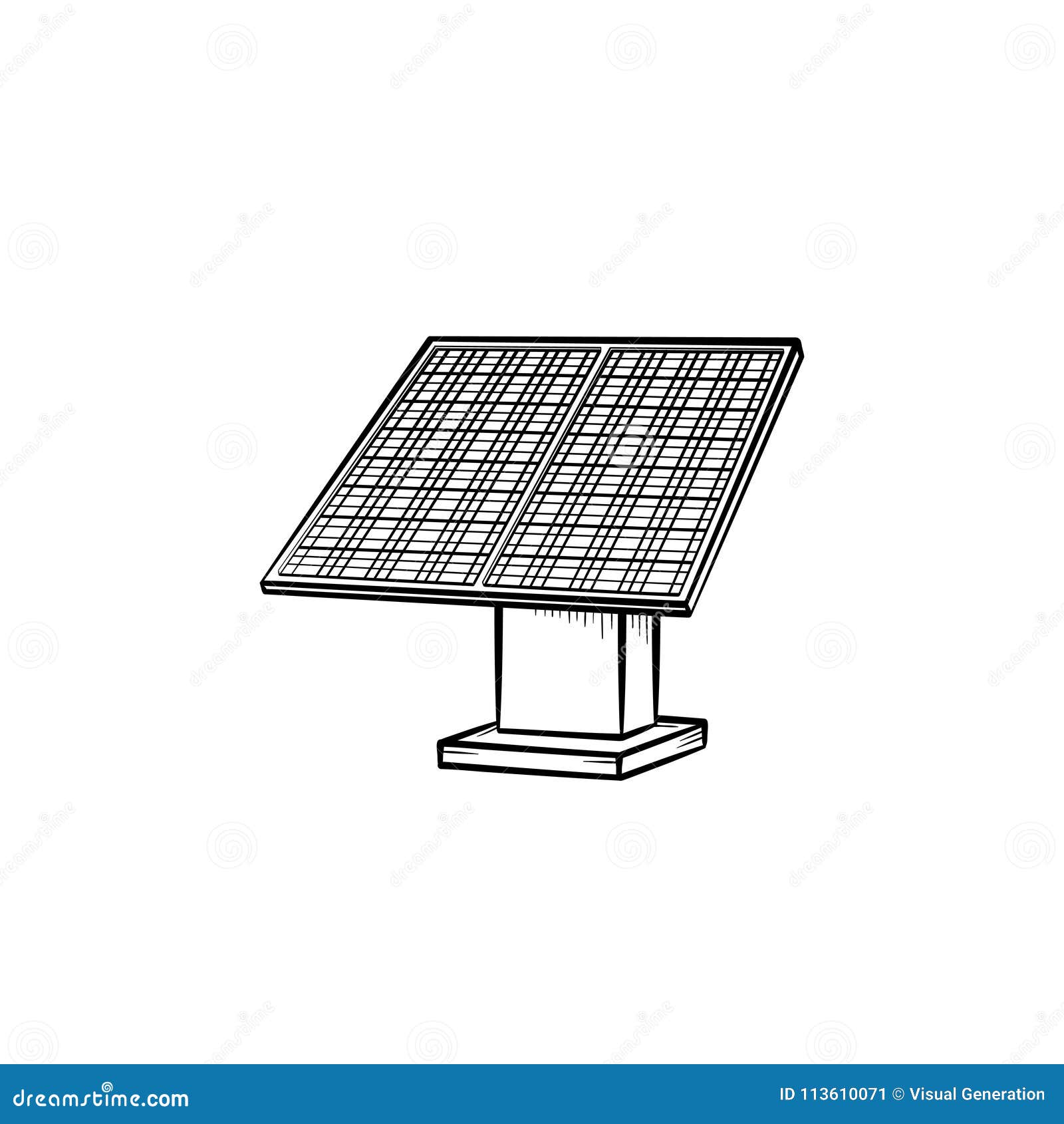 Solar Panel Hand Drawn Sketch Icon. Stock Vector - Illustration of