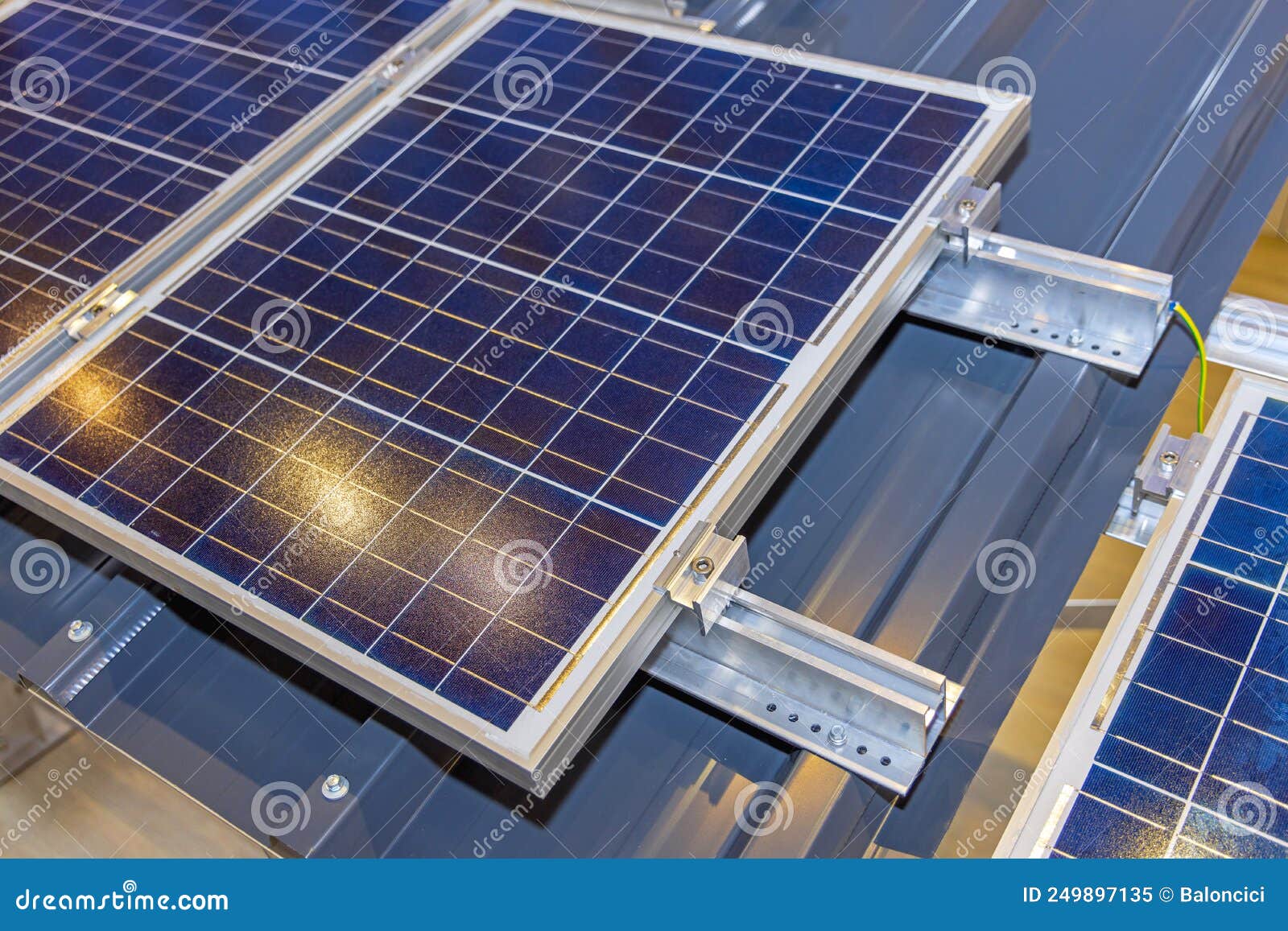 Solar Panel Holder Rails stock image. Image of exterior 249897135