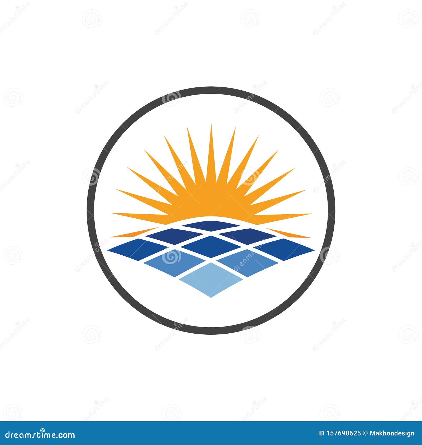 Solar Energy Logo Icon, Sunrise Icon Vector Design Template, Summer