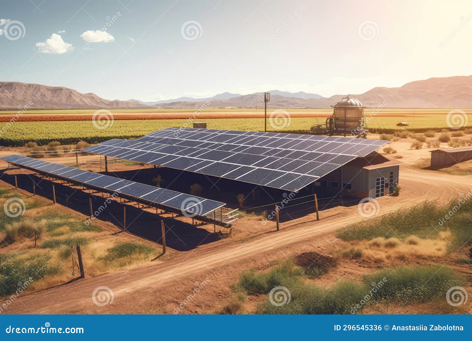 solar panel installation on largescale farm. generative ai