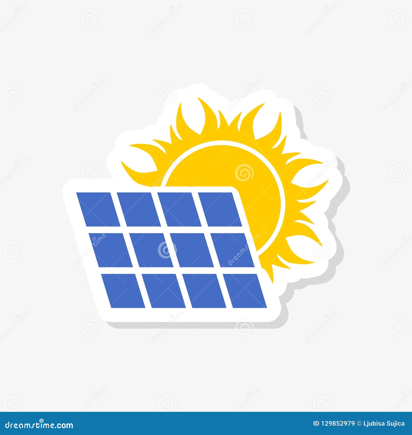 Solar Panel with Sun Sticker Stock Illustration Illustration of