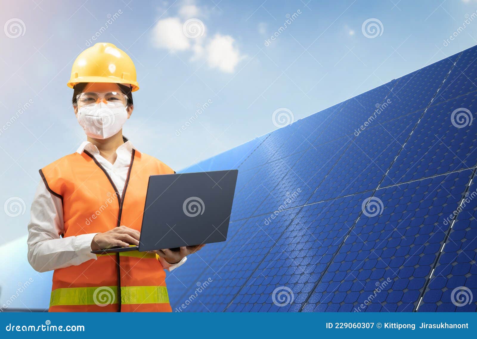 Solar Panel Technician Working Stock Image Image of industry