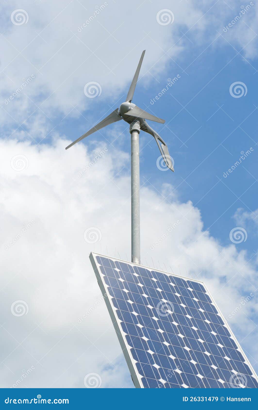Solar Panel and Wind Turbine Stock Image Image of clouds, technology